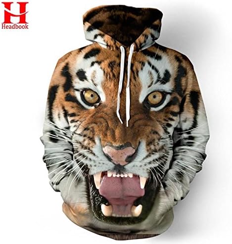 2017 Headbook Men/Women Hoodies Hooded College Jacket 3d Print Tiger Men Sweatshirt Long Sleeve Cap Hoodies lovely Tracksuit Hoo,XXXL