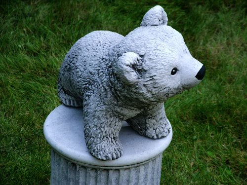 Steinfigur Berlin B„r 02 27 cm ca.11,3 kg grau-patiniert Frostfest Stein Nr.035 - 7