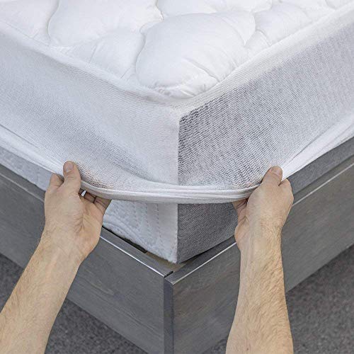 eLuxurySupply Soulagement de la Pression Matelas Pad avec Jupe | Bedsore prévention des Matelas Coussinets | hypoallergénique Surmatelas | Made in The USA, Blanc, Super King: 180 x 200 cm