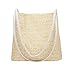 Produktbild Damen Schultertasche Piebo Stroh Crossbody Tasche Frauen Weben Umhaengetasche Runde Sommer Strand Geldbeutel und Handtaschen (Weiß)