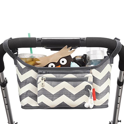 GudeHome Pushchair Organiser Storage Baby Stroller Organizer Diaper Bag Changing Bag and Removable Zipper Pouch