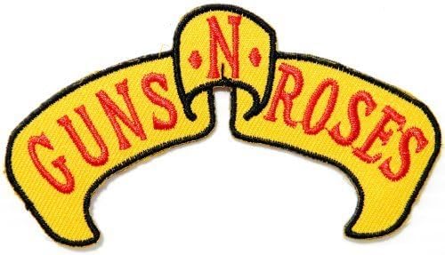 3.6" x 1.75"GUNS N ROSES Ribon Heavy Metal Rockabilly Rock Punk Music Band Logo jacket T-shirt Patch Iron on Embroidered