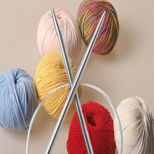 Häkeln Stricknadeln 11 Stück Erwachsene Professionelle 80cm Edelstahl Runden Nadel Zubehör Set Verschiedene Größen - 6