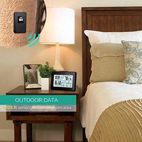 Oria Weiße Hintergrundbeleuchtung Thermometer mit Indoor und Outdoor Feuchtigkeit Display & LCD – Touchscreen - 2