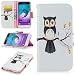 Produktbild Samsung Galaxy J3 Hülle Leder Flip Case Eule Muster, Samsung Galaxy J3 2016 DUOS Lederhülle Protective Cover Ledertasche Handyhülle Wallet Brieftasche Tasche Schutzhülle mit Kartenfach Standfunktion, Ahornblatt