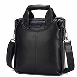 SANKA Vintage Herrentasche Arbeitstasche PU Notebooktasche mit Schultergur Schwarz