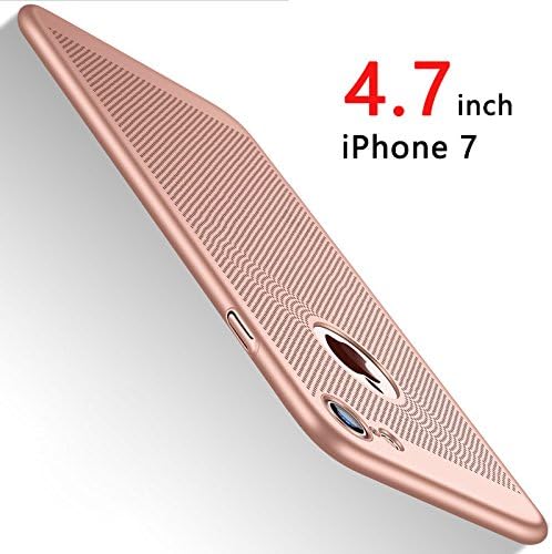 iPhone 7 Case Ultra Thin-Hard PC HZRICH With [Tempered Glass Screen Protector]Anti-Scratch LightweightSimpl Fully Protective for iPhone 7 Slim Cover-4.7inch-Rose Gold