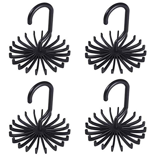 HualuBro Lot de 4 col Cravate de Ceinture Écharpe Cintre Crochet de Support pour Les Bottes de placards, Rotatif à 360 ° réglable 20 Crochets