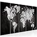 Produktbild Bilder Weltkarte 200 x 80 cm Bild World Map Wandbild Vlies - Leinwand Bild XXL Format Wandbilder Wohnzimmer Wohnung Deko Kunstdrucke Schwarz Weiß 5 Teilig MADE IN GERMANY Fertig zum Aufhängen 002955a