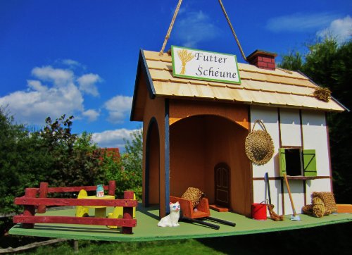 XXL Vogelfutterstelle Futterhäuschen, Vogelfutter Platz, Futterscheune und Nistkasten