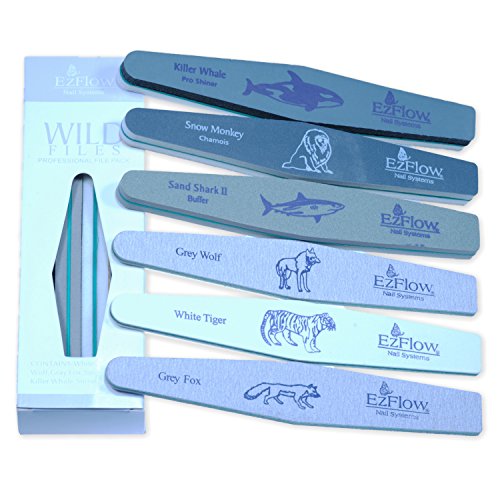 LBC EsFlow Nail Files “Wild Files”, Set of 6 Professional Nail Files, High and Durable Studio Quality