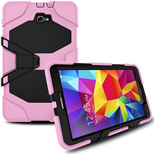 Galaxy Tab A 10.1 Case,LKXING Hybrid Case 3IN1 Drop Protalection Shock-Absorption High Impact Resistant Cover For Samsung Gaxy Tab A 10.1SM-T580/T585 (Fits Kids Schools Builders Workman) (pink)