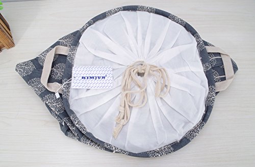 Kimjun Multifunktionale Faltbare Wäschekörbe Baumwolle Leinen Wäschebox Wäschesammler Kinder Spielzeug Aufbewahrungskorb Aufbewahrungsbox mit Deckel Baum Schwarz - 6