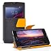 Produktbild UKDANDANWEI S CASE® Glamour-Serie View Leder Tasche Flip Case Cover Schutzhülle Etui Hülle Schale mit Magnetverschluss Für Sony Xperia Z -- Schwarz / Orange