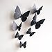 12 Pieces 3D Butterfly Stickrs Fashion Design DIY Wall Decoration House Decoration Babyroom Decoration-BLACK