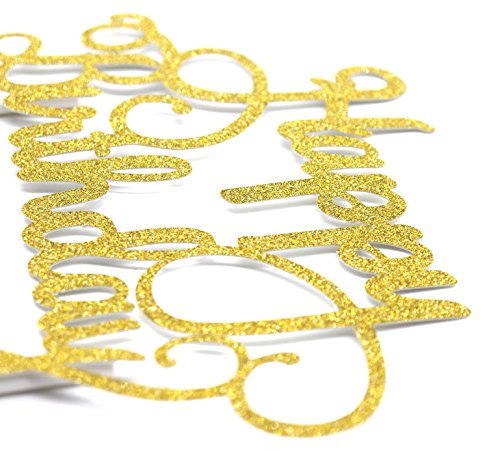 PuTwo Handgefertigte 1 Count Happy Birthday Kuchen Dekorieren Geburtstagskuchen Topper – Gold - 7