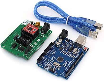 PoPprint Open Source ZUM Scan Expansion Controller Board with UNO controller with a4988 Stepper Motor Diver for Ciclop 3D scanner (expansion controller board+UNO board+A4988)
