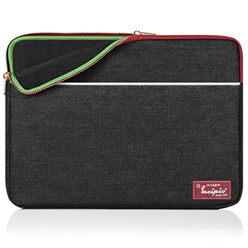 Incipio Selvage Denim Sleeve für Apple MacBook Pro 13″ in grau/rot [Außentasche | Denim-Textilstoff-Außenseite | Fleece-Innenseite | Gepolstert] – IM-347 - 2