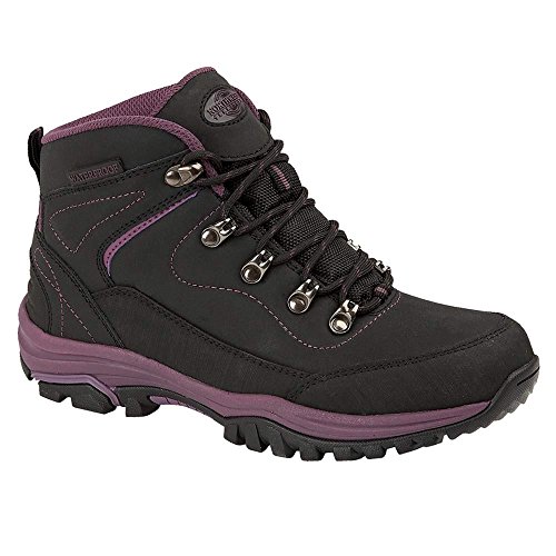 Northwest Territory Bottines de marche et de randonnée en cuir pour femme - Légères et imperméables - Pointure 35,5 à 42 - - noir/lilas, 37 1/3