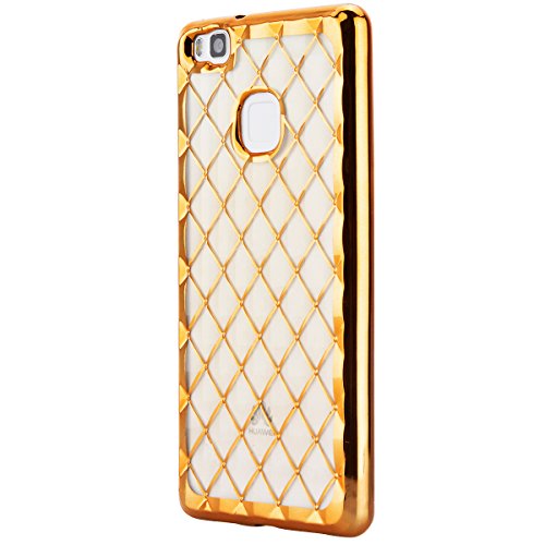 GrandEver Huawei P9 LiteWeiche Silikon Hülle Bumper Rückschale Schutzhülle Ultra Slim Rahmen Leicht Rückseite Schutz Backcover TPU Silicon Cover Tasche Soft Case Weich Handytasche Premium Handyhülle – Gold - 2