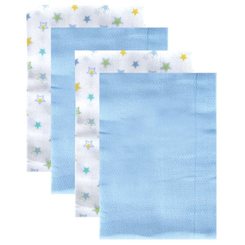 Luvable Friends 4-Pack Birdseye Prefold Cloth Diapers, Blue