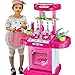 Portable Pink Electronic Children Kids Kitchen Cooking Girl Toy Cooker Play Set