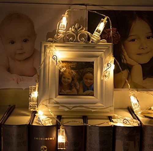 cuzile LED Foto Clip Lichterkette Batteriebetrieben Bild Kleiderbügel warmweißes Licht mit 20 Foto Clips perfekt für hängende Bilder, Notizen, Karten, Memos und Kunstwerke - 3