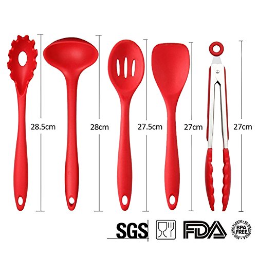 10 Kochen Tools Set, aigumi Küchenutensilien aus Silikon Kochutensilien hitzebeständig Antihaft ungiftig leicht zu reinigen … - 4