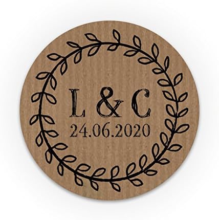 BloomsPrint Customised Wedding stickers, Personalised Rustic stickers, Sticky Labels Wedding for rustic favour, envelopes, sweet boxes, invites, cards. Personalised with Initials, Date &amp; Size.