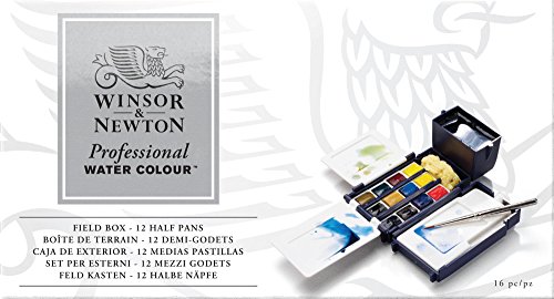 Winsor & Newton Artist's Water Colour Field Box Drawing Set with Half Pan - Pack of 12