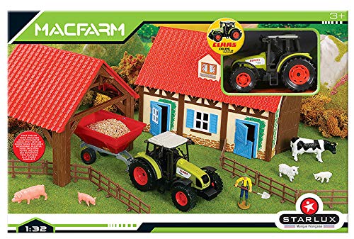 STARLUX Starluxx -  - Paquete de Regalo, Completo Granja con Tractor claas y Accesorios