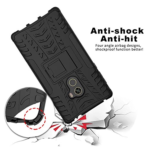 SMTR Xiaomi Mi Mix  6 4   Funda   Heavy Duty  H  brida Rugged Armor Case Choque Absorci  n Protecci  n Dual Layer Bumper Carcasa con pata de Cabra para Xiaomi Mi Mix Negro