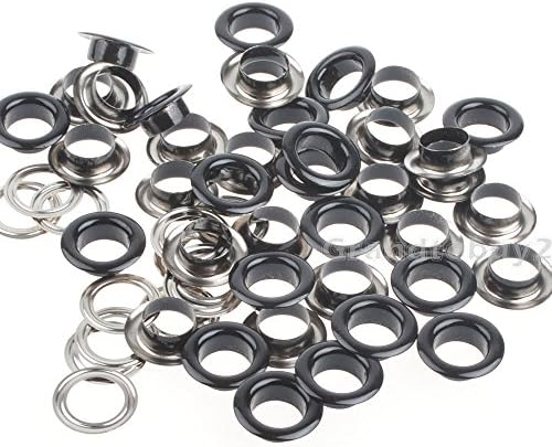 4/5/6/8/10mm Black Eyelet Grommet w/Washer for Clothing and Leather Crafts - Grommets for Adding Ribbons, Lacing and Fabric in Art and Sewing Projects - Ideal for Bags, Scrapbooking, and Clothes Repair (10mm(100 Sets))