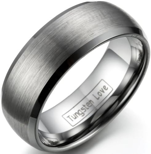JewelryWe8mm Tungsten Carbide Mens Wedding Band Engagement Ring in Comfort Fit and Matte Finish