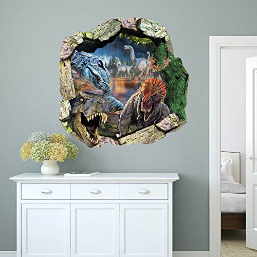 ufengke® 3D-Spezialeffekte Dinosaurier Welt Wandsticker, Babyzimmer Kinderzimmer Entfernbare Wandtattoos Wandbilder - 2