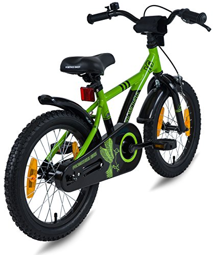 PROMETHEUS Kinderfahrrad 16 Zoll Jungen in Grün & Schwarz mit Stützrädern | Seitenzugbremse und Rücktrittbremse | ab 5 Jahren | 16“ BMX Edition 2017 - 7