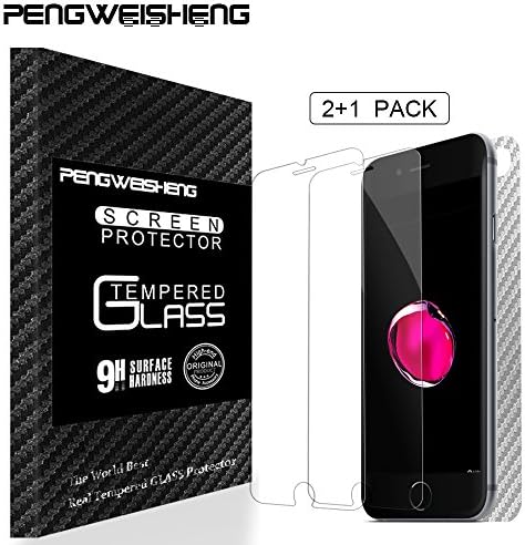 iPhone 7 plus/8 plus Screen Protector,[2Transparent film+1 back sticker]2pcs Transparent Tempered Glass Screen Protector, Anti-Scratch 9H Hardness and Easy Bubble-Free Installation for Apple iPhone 7 Plus/8 Plus 5.5" with 1PCS carbon fiber back protector sticker