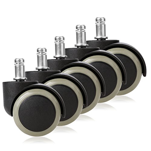 Homdox Roulettes Replacement Pour Chaise de Bureau Roulettes Pivotantes Sols Durs Pour Siège de Bureau Roulettes Universelles Replacement pour Chaise de Bureau Pneus en Caoutchouc Roulettes Fauteuil de Bureau Roulement Silencieux et Résistantes à l'Abrasion pour Sols Lot de 5 Gris