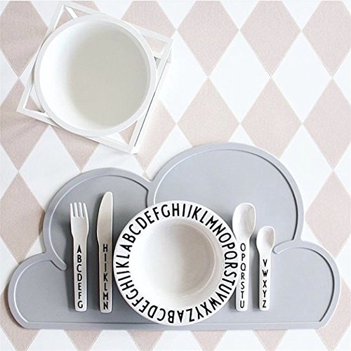 RayMoon Baby Kinder Rutschfeste Wolke Geformt Silikon Platzdeckchen Tischset Mahlzeit Matte Dunkelgrau - 5