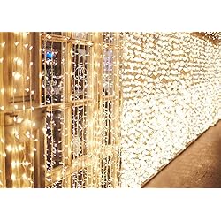[600 LEDs] IDESION Cadena de luces Cortinas de Luz Impermeable 6m * 3 metros Garland 8 Modos de Operación Luz para Decoración de Interiores,Exterior,Boda, Navidad,Fiesta