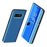 Teryei Coque Samsung Galaxy S8 / S8 Plus/Note 8 Hard PC Housse Miroir/Clapet Coque Armure Dur Rigide Housse Très Mince Anti-Rayures Case Anti-choc dur Cover Bumper (Bleu, Galaxy S8)