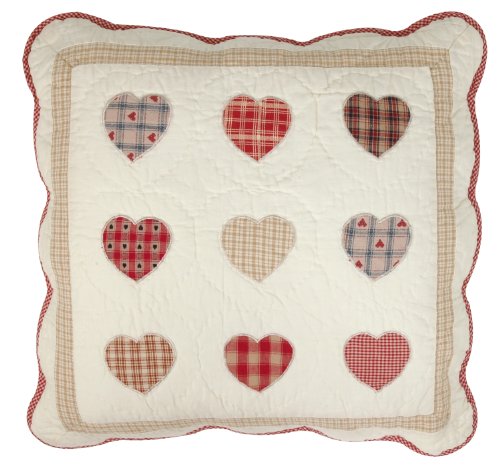 Q063.020 Clayre & Eef Kissen-Hülle HERZCHEN Patchwork creme/beige/rot 40x40 cm