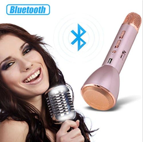Portable Wireless Bluetooth Karaoke Microphone , K088 ( K068 Enhanced ) Mini KTV Player 2 in 1 Home Karaoke Player Full Metal Bluetooth Speaker Handheld Portable Mic Microphone Mike Support for IOS Andriod System iPad iTouch Celulares Smartphones (OTG) PCs / Notebooks / Tablets, for Recording Singing Family K Song Karaoke KTV Outdoor Travel Gathering Wedding Seminars Meeting Stages (Rose Gold)