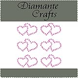6 Hot Pink Diamante Double Hearts Vajazzle Rhinestone Body Gems - created exclusively for Diamante Crafts