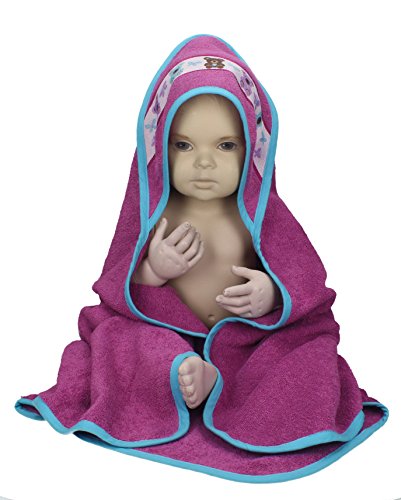 Betz 7 tlg Handtuch Set Kinder Baby 1 Kapuzen Kinderbadetuch 2 Kinderhandtücher 4 Waschhandschuhe Baby Kapuzenhandtuch Kapuzenbadetuch Kapuzentuch 100% Baumwolle TEDDY Farbe pink violett - 3