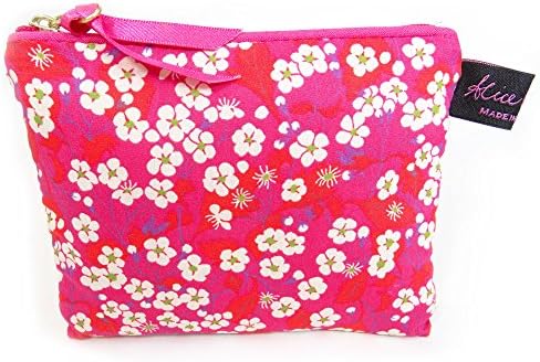 Liberty Fabric Small Flat PurseCosmetic Make Up Bag Mitsi Hot Pink