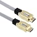 Produktbild Juppa® PRO-GOLD HDMI 2.0 / 2.0a Highspeed Kabel 1.5 Meter (Neuster Standard) mit 24K Vergoldeten Steckverbindern, Ethernet, Ultra HD / QHD / 3D TV Ready 4K 2160p @60Hz (3840 × 2160P), Audio Return Channel (ARC), CEC und 21:9 Aspect Ratio - Nylon Dreifach-Abschirmung 18 Gbps 30AWG - 1.5M