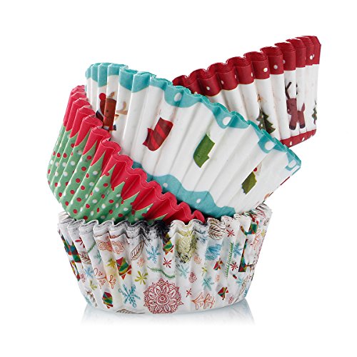 Butterme 100pack Muffin-Liner Kuchen-Zwischenlagen Papierbackförmchen Kuchen für Weihnachten Hochzeit Kuchen,Farbe radom - 5