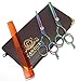 CANDURE®- Professional 5.5" Hairdressing Barber Salon Scissors, Thinning Scissors set , Multi Zebra with Gold Screw Plus Brown Presentation Case