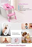 calistouk Tragbarer und langlebiger Kinder Töpfchen Sitz mit Leiter Kinder WC Töpfchen Klappstuhl Training rose - 5